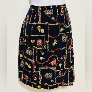 Vintage 100% Silk Wrap Nautical Skirt By Petite Sophisticate Size 6